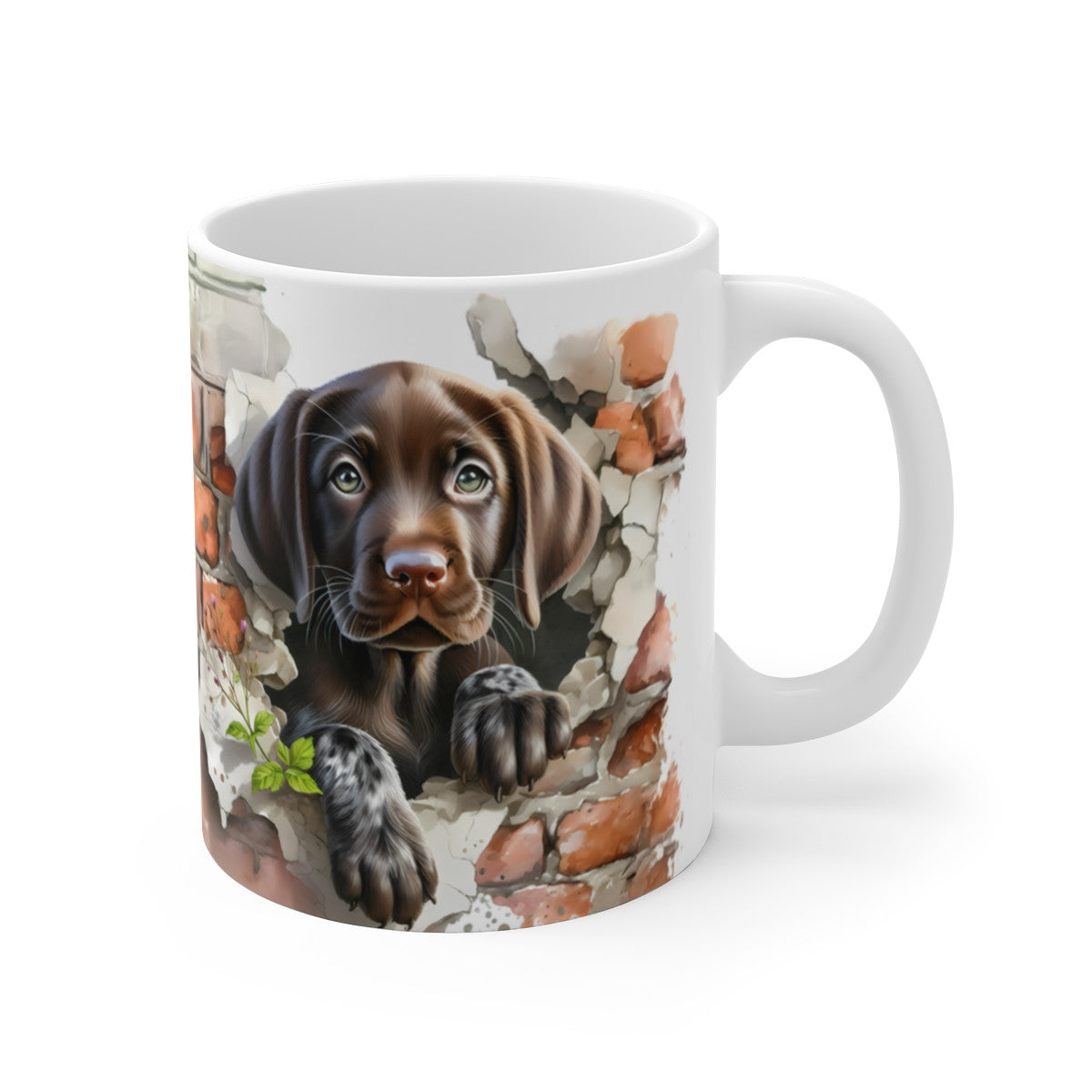 Mug Chien Labrador Effet 3D - Tasse Mur Brisé Trompe-l’Œil Idée cadeau 325ml