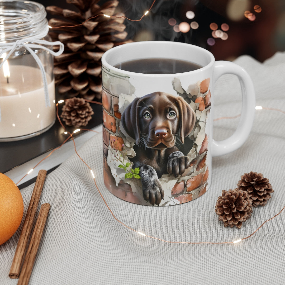 Mug Chien Labrador Effet 3D - Tasse Mur Brisé Trompe-l’Œil Idée cadeau 325ml