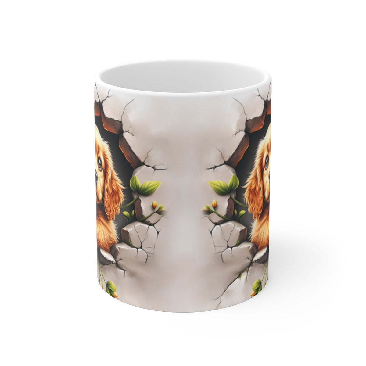 Mug Chien Cavalier King Charles Effet 3D - Tasse Mur Brisé Trompe-l’Œil Idée cadeau pour enfants et adultes