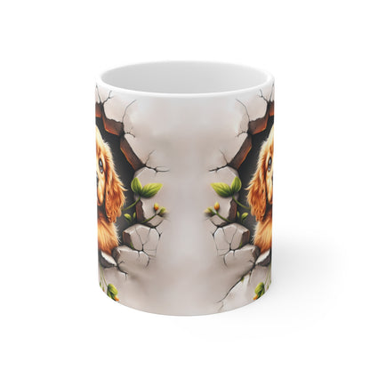 Mug Chien Cavalier King Charles Effet 3D - Tasse Mur Brisé Trompe-l’Œil Idée cadeau pour enfants et adultes