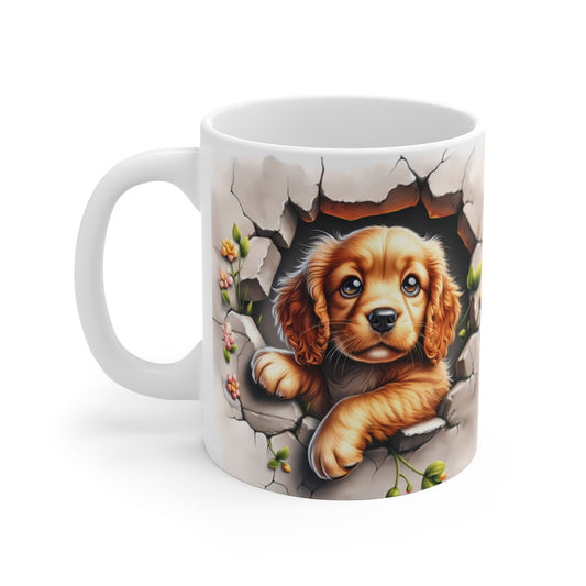 Mug Chien Cavalier King Charles Effet 3D - Tasse Mur Brisé Trompe-l’Œil Idée cadeau pour enfants et adultes