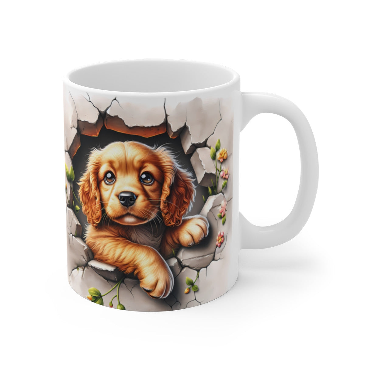 Mug Chien Cavalier King Charles Effet 3D - Tasse Mur Brisé Trompe-l’Œil Idée cadeau pour enfants et adultes