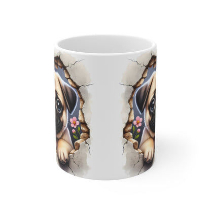 Mug Carlin Effet 3D - Tasse Chien Idée cadeau Mur Brisé Trompe-l’Œil pour enfants et adultes