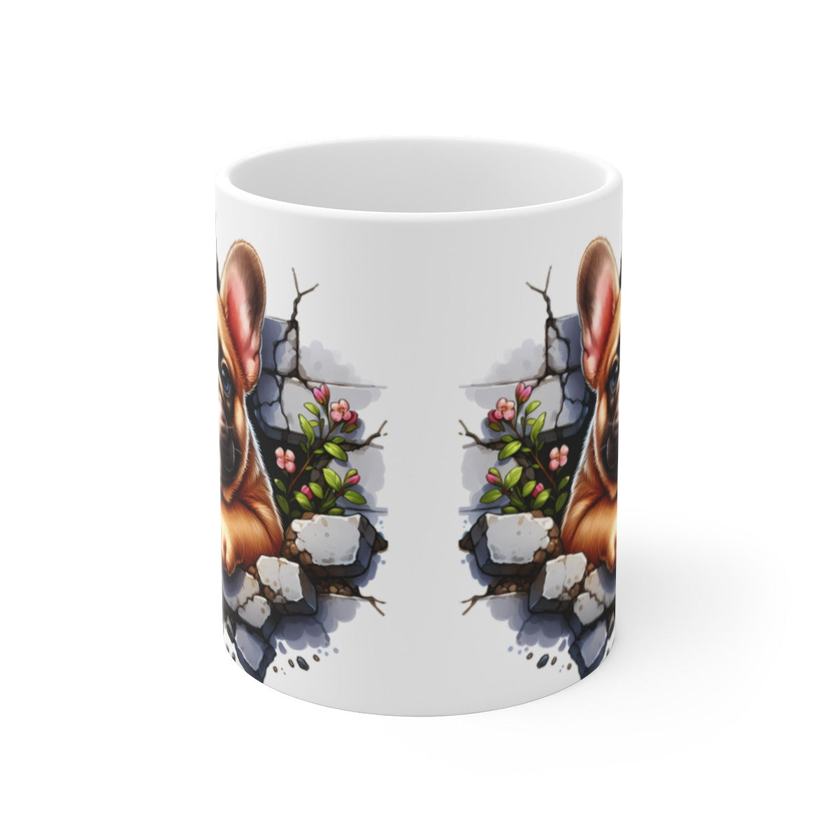 Mug Bouledogue Français Effet 3D - Tasse Trompe-l’Œil Mur Cassé Idée cadeau pour enfants et adultes