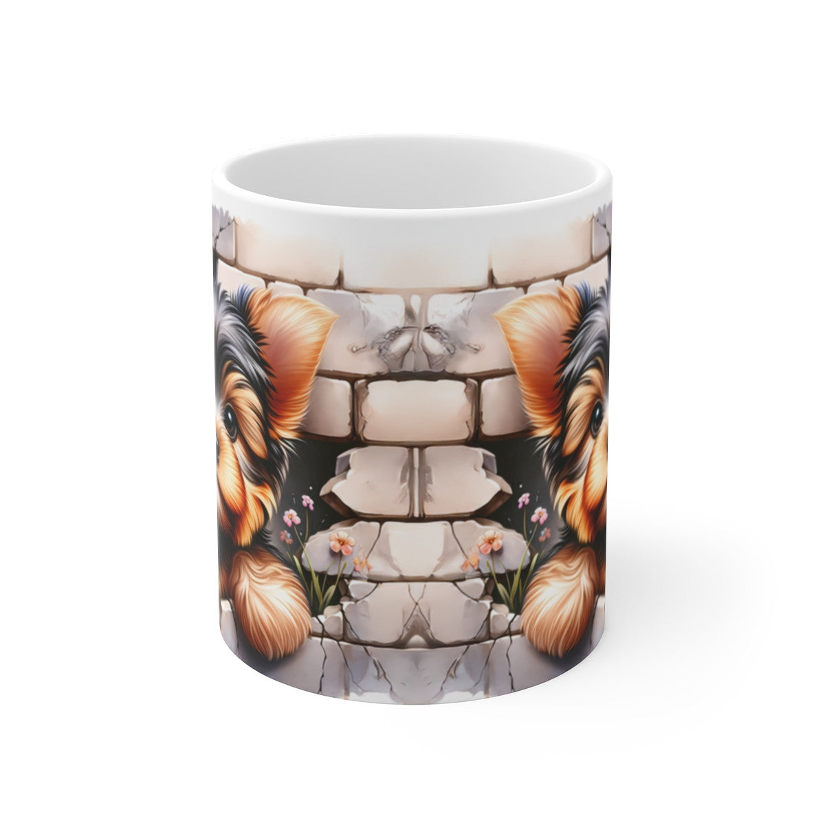 Mug Yorkshire Effet 3D - Tasse Chien Trompe-l’Œil Mur Cassé idée cadeau pour enfants et adultes