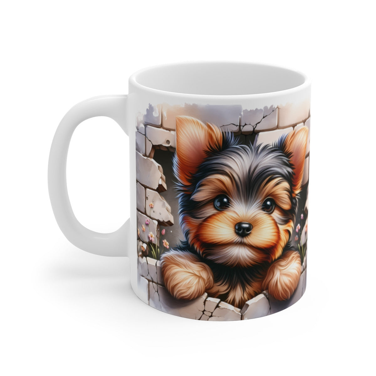 Mug Yorkshire Effet 3D - Tasse Chien Trompe-l’Œil Mur Cassé idée cadeau pour enfants et adultes