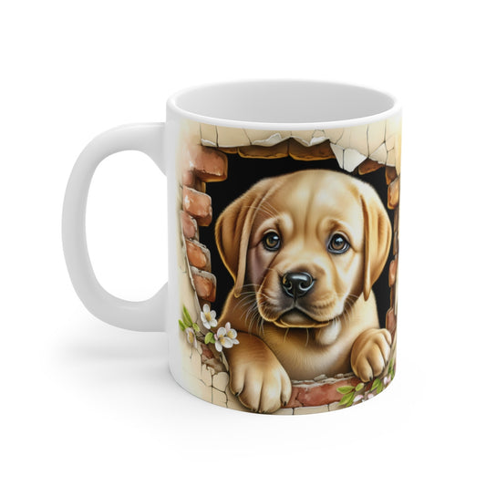 Mug Labrador Effet 3D - Tasse Chien Mur Cassé idée cadeau céramique pour enfants et adultes