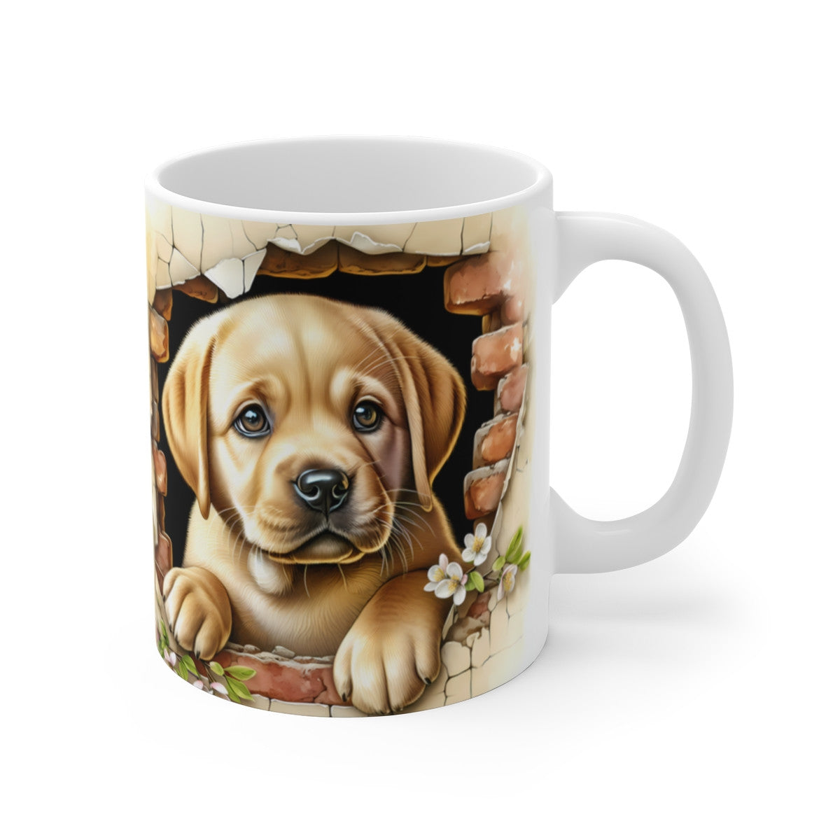 Mug Labrador Effet 3D - Tasse Chien Mur Cassé idée cadeau céramique pour enfants et adultes