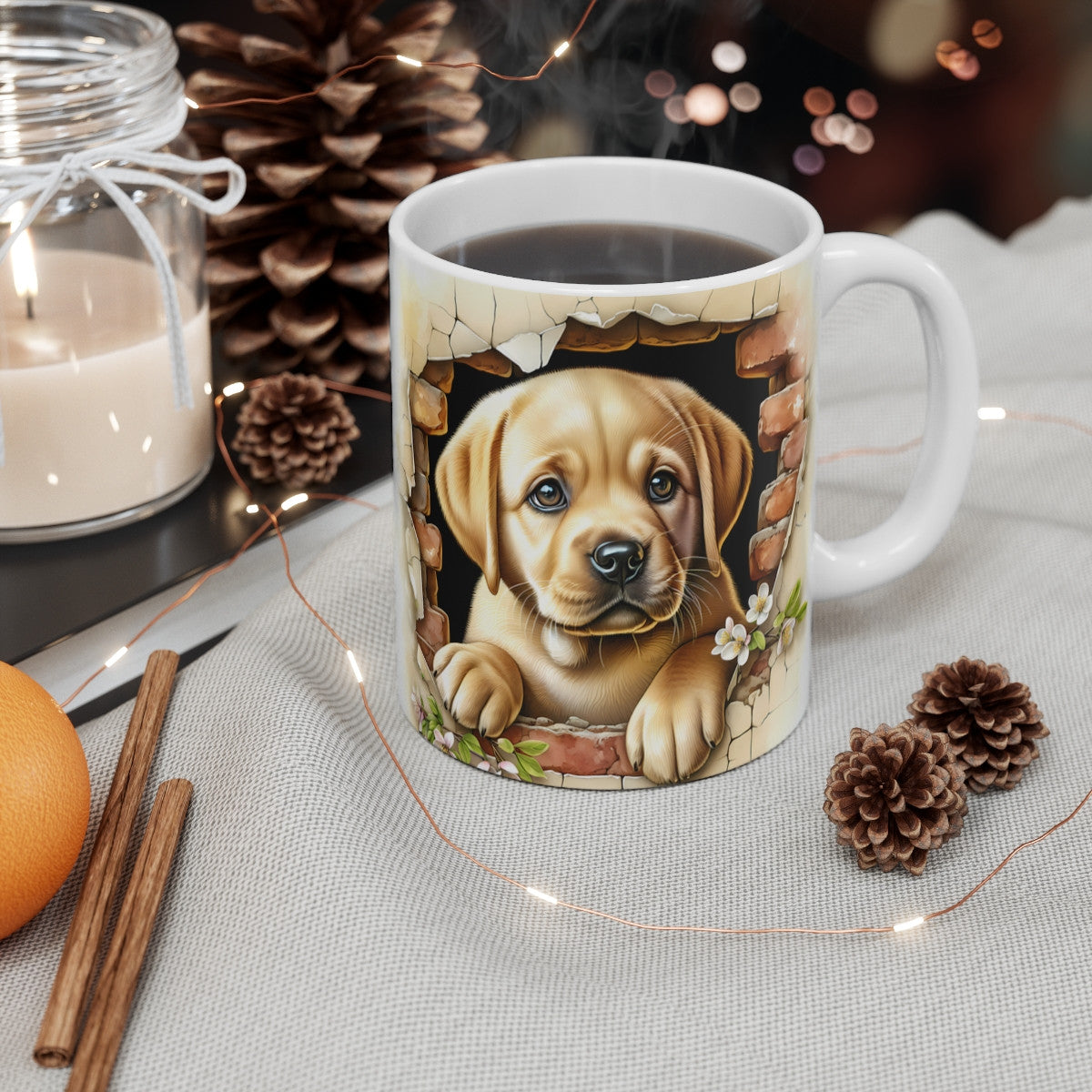 Mug Labrador Effet 3D - Tasse Chien Mur Cassé idée cadeau céramique pour enfants et adultes