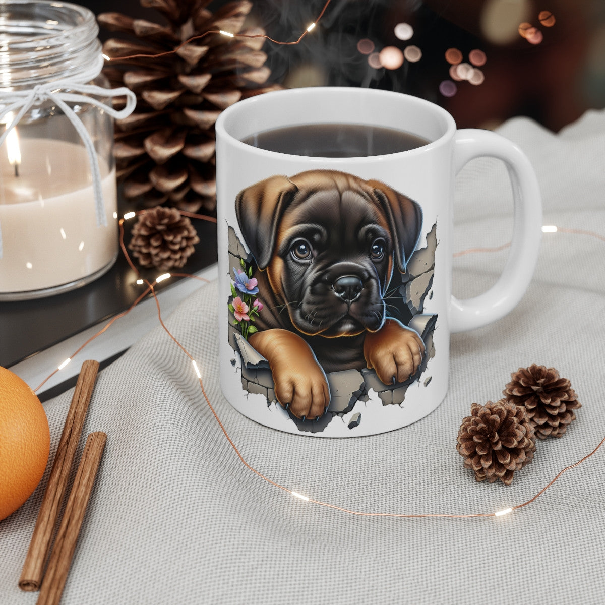 Mug Boxer Effet 3D - Tasse Chien Mur Cassé - Idée Cadeau Amoureux des Chiens -  - Accessoire Cuisine Déco Animaux