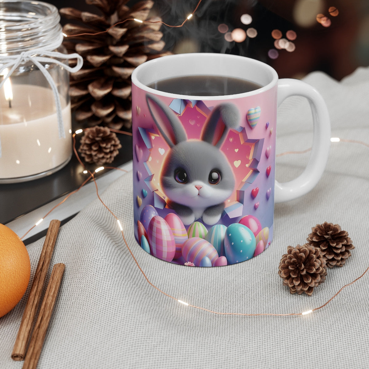 Mug Lapin de Pâques Effet 3D Cadeau Original Fête de Pâques - Tasse Céramique Café Thé  - Accessoire Cuisine