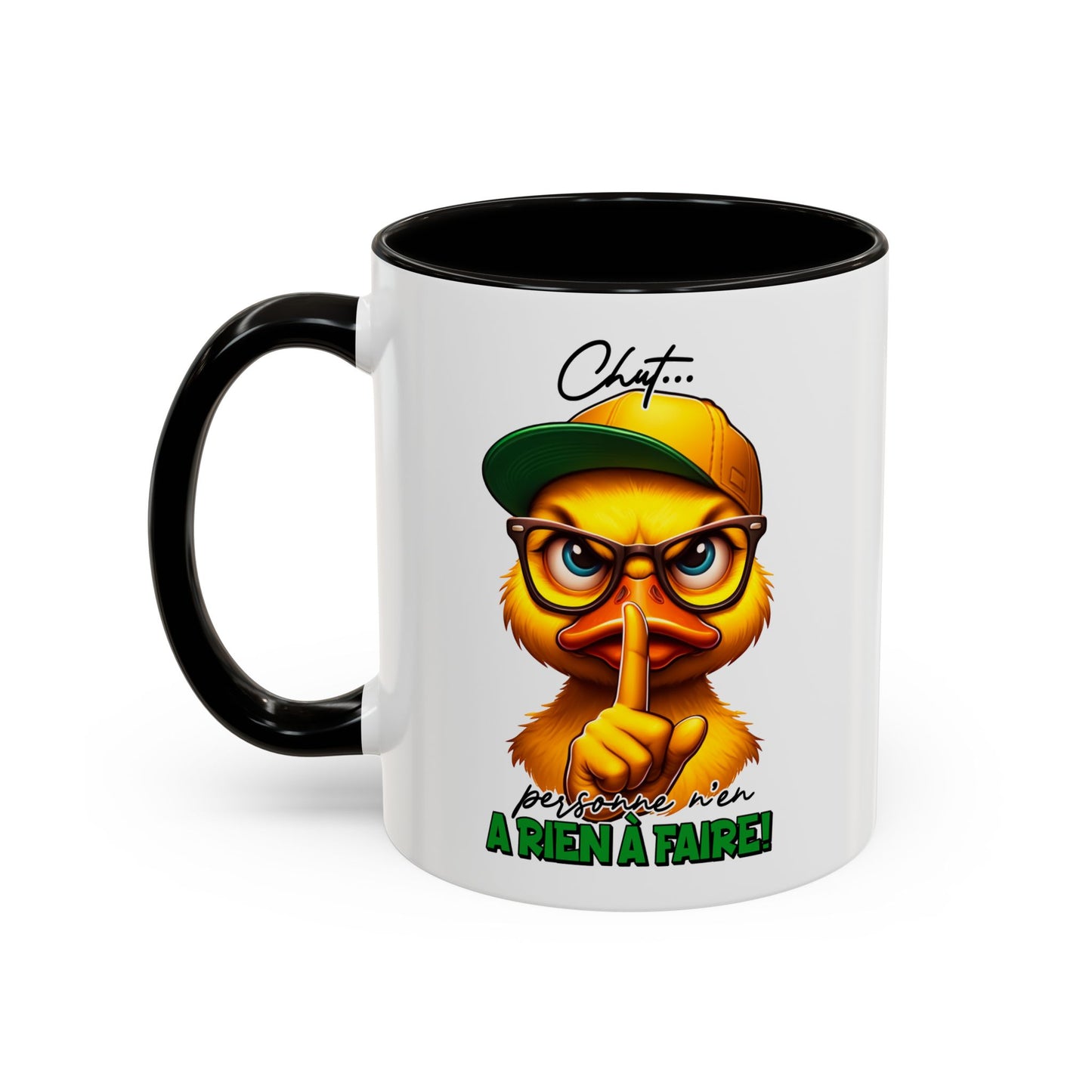 Tasse Chut Personne N’a Rien À Faire – Mug Canard Humour Drôle Cartoon – Cadeau Fun 325ml