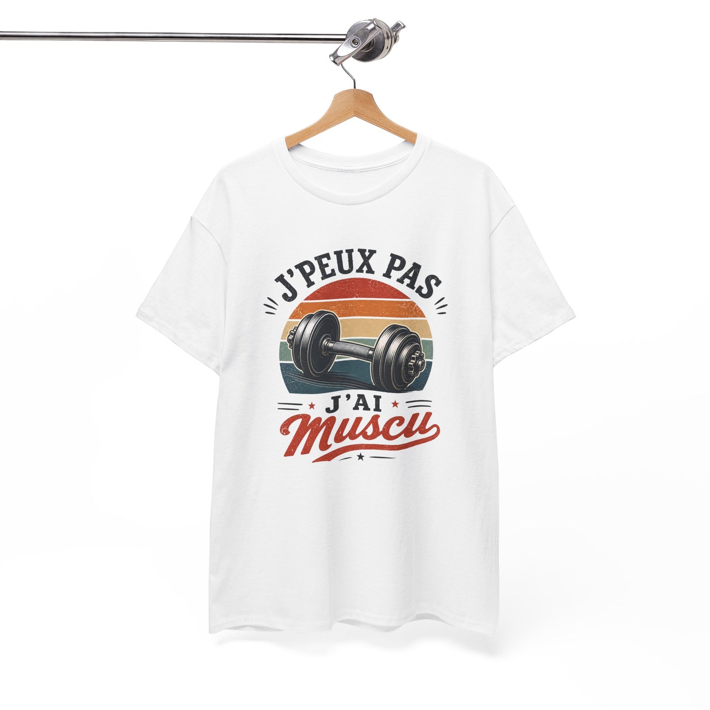T-Shirt Musculation Homme Femme – J’Peux Pas J’Ai Muscu – Tee Shirt Fitness Bodybuilding Haltère Vintage Cadeau Sport Salle de Sport