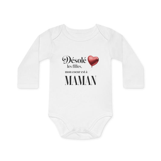 Body Bébé Désolé les filles, mon cœur est à maman - 100% Coton - Cadeau Drôle Naissance Garçon - Blanc - 0-18 Mois