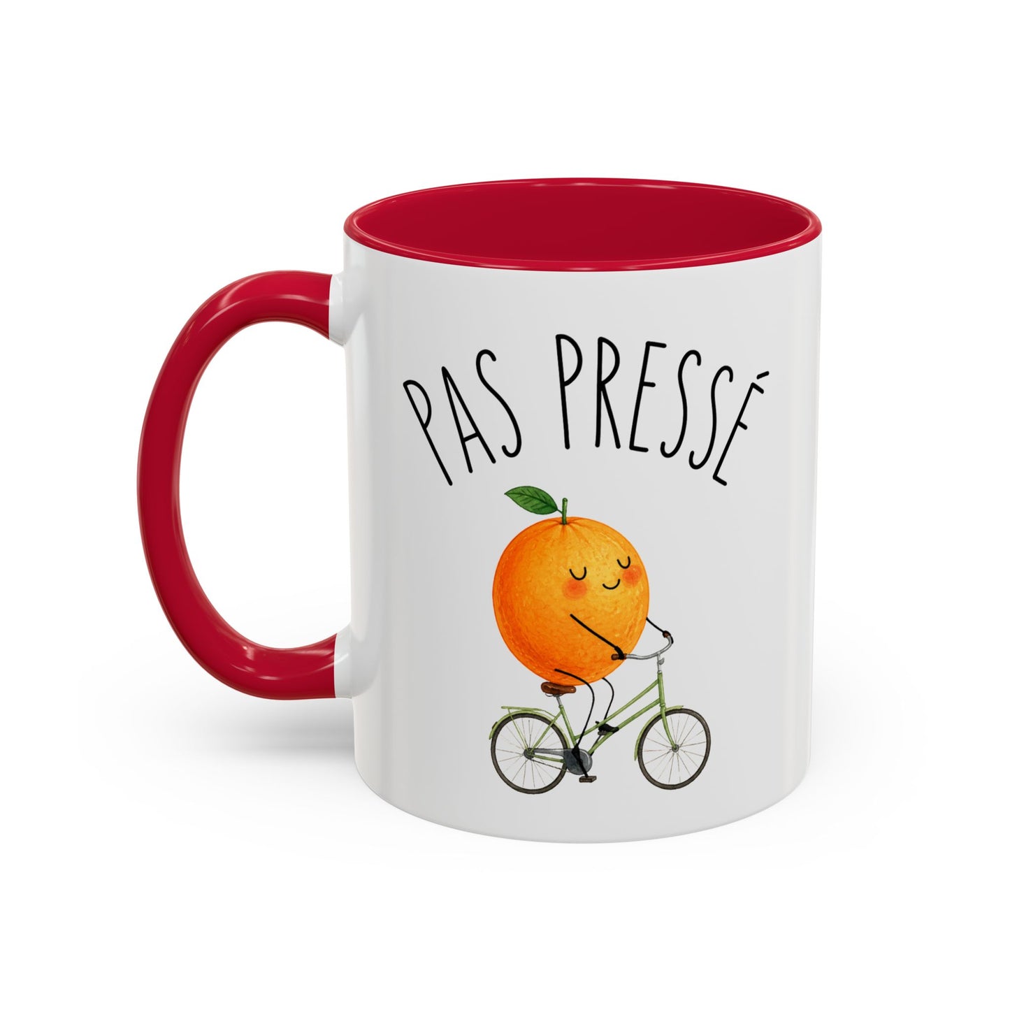 Tasse Humoristique “Pas Pressé” – Mug Orange Mignonne à Vélo – Design Relax et Fun 325ml