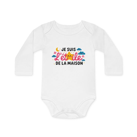Body Bébé "Je suis l'étoile de la maison" - 100% Coton - Blanc - 0 à 18 Mois