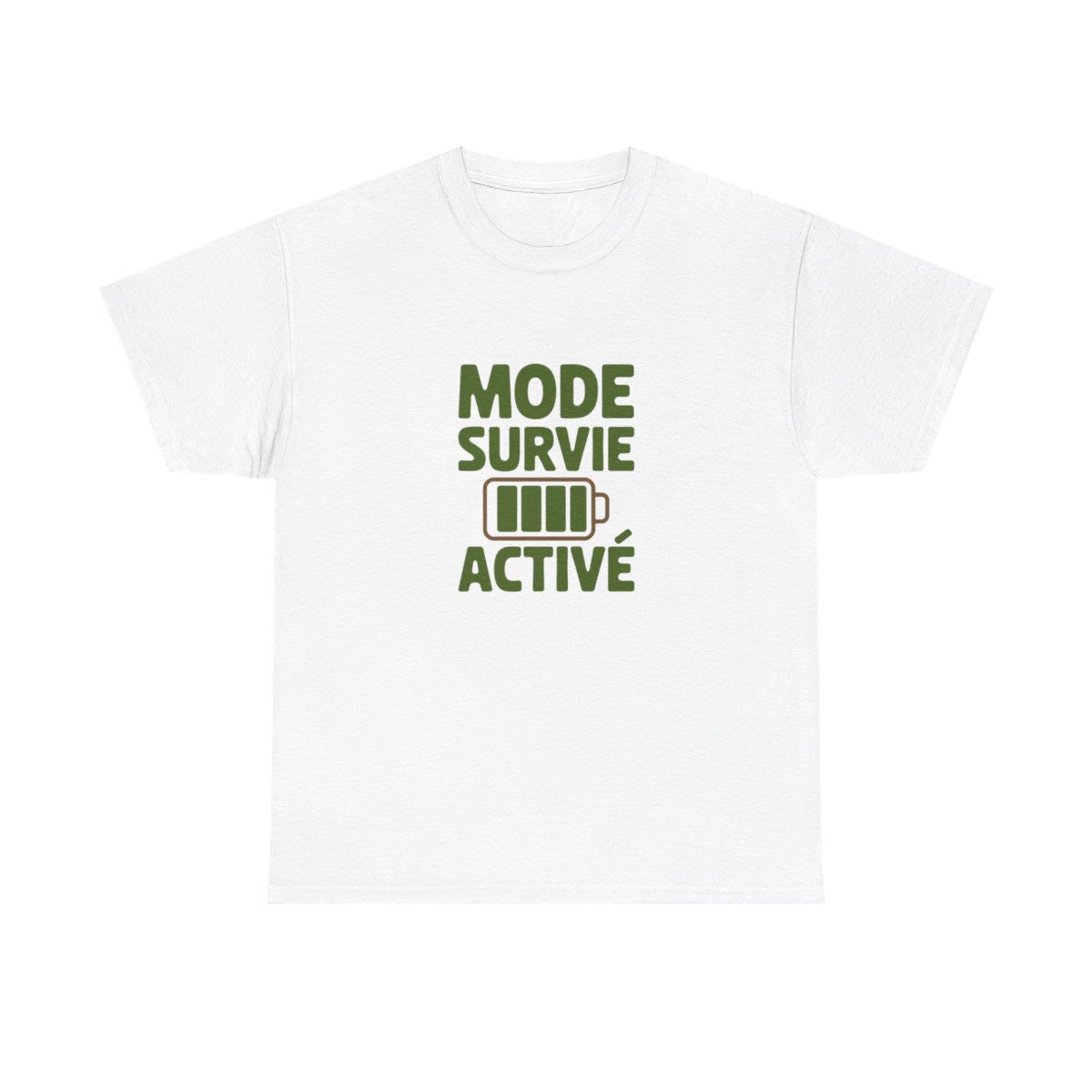 T-shirt Homme Femme Mode Survie Activé  Tee Shirt Drôle Humour Fatigue Quotidienne  Blanc ou Gris S à 3XL  Idée Cadeau Originale