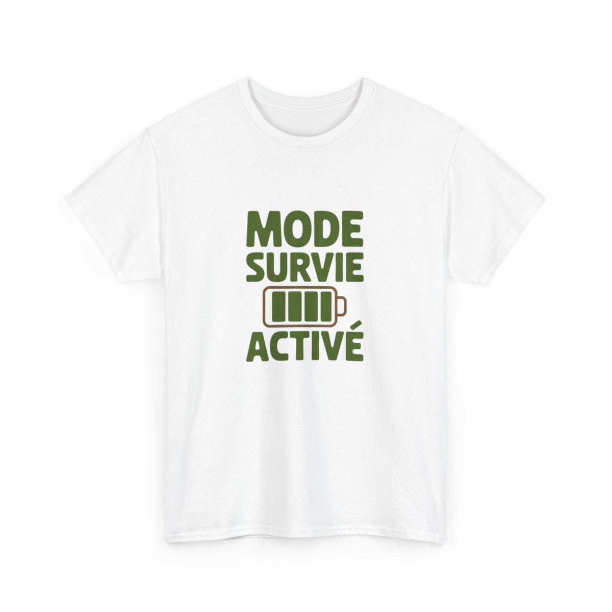 T-shirt Homme Femme Mode Survie Activé  Tee Shirt Drôle Humour Fatigue Quotidienne  Blanc ou Gris S à 3XL  Idée Cadeau Originale
