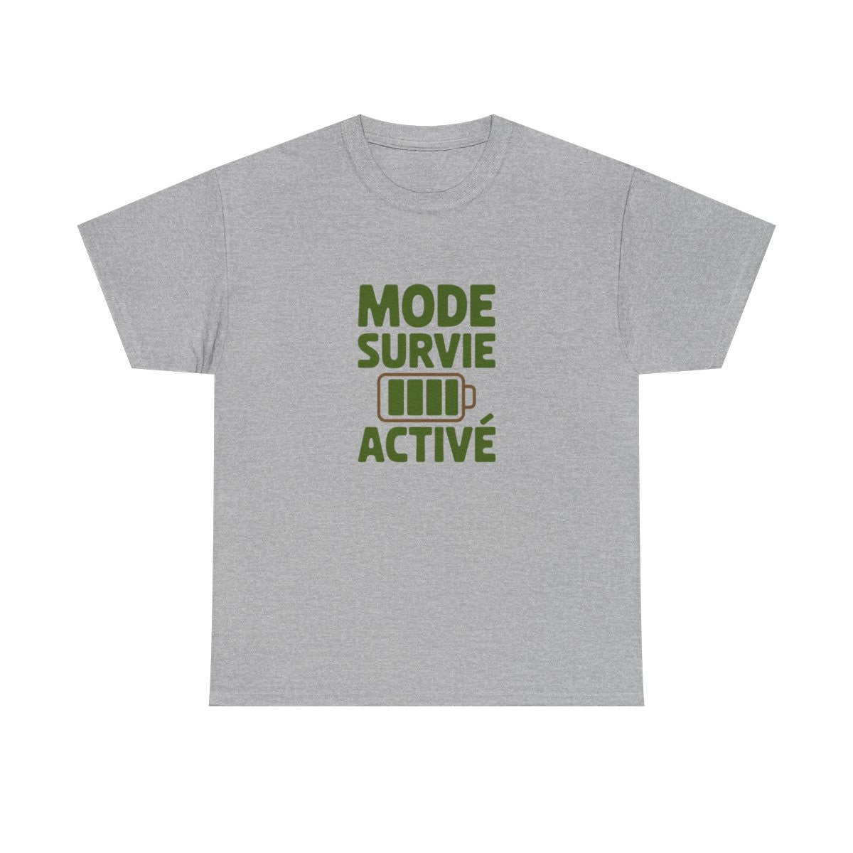T-shirt Homme Femme Mode Survie Activé  Tee Shirt Drôle Humour Fatigue Quotidienne  Blanc ou Gris S à 3XL  Idée Cadeau Originale