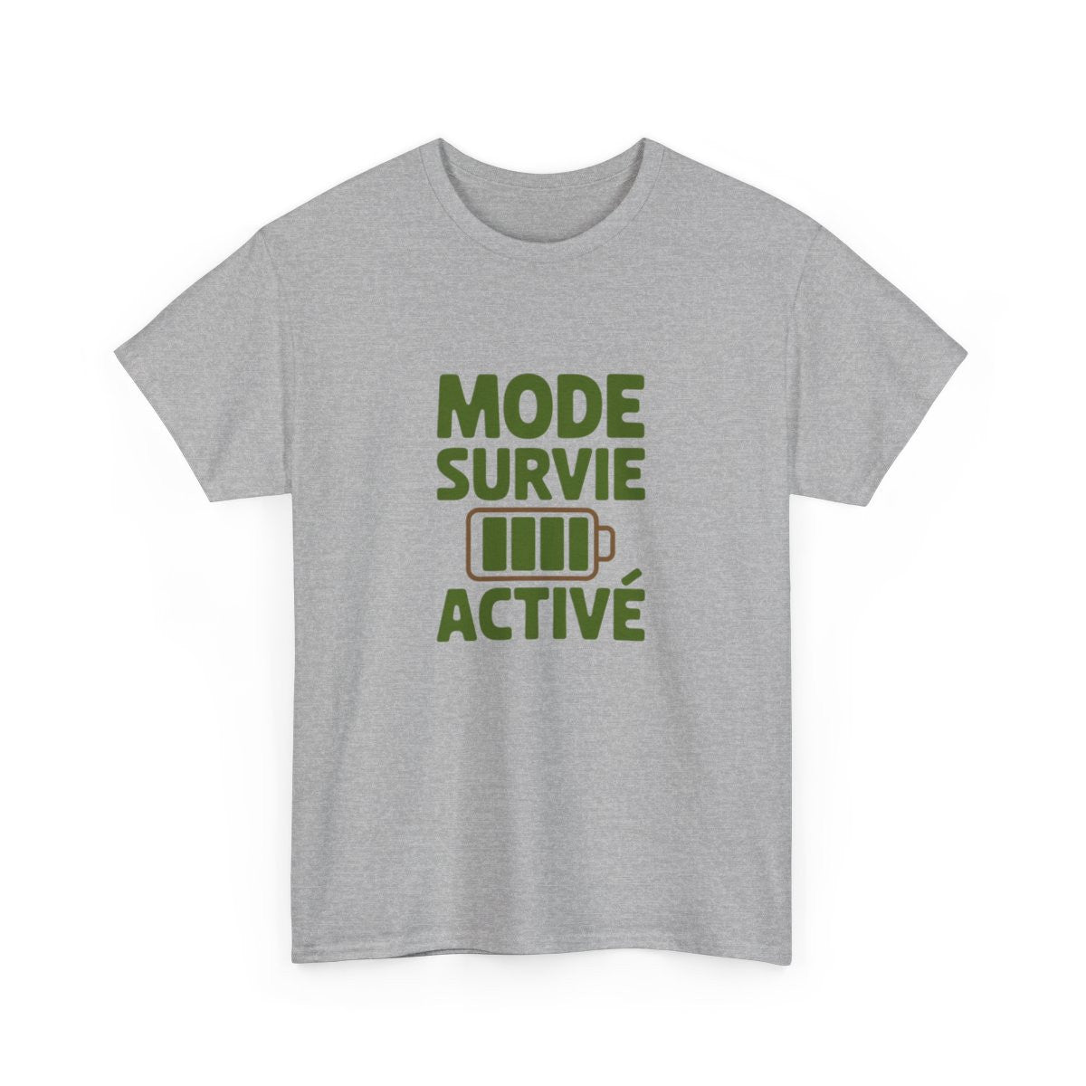T-shirt Homme Femme Mode Survie Activé  Tee Shirt Drôle Humour Fatigue Quotidienne  Blanc ou Gris S à 3XL  Idée Cadeau Originale