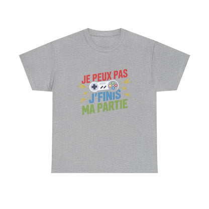 T-shirt Gamer Je peux pas j’finis ma partie Tee Shirt Humour Gaming  Cadeau Joueur Console Geek  Homme Femme