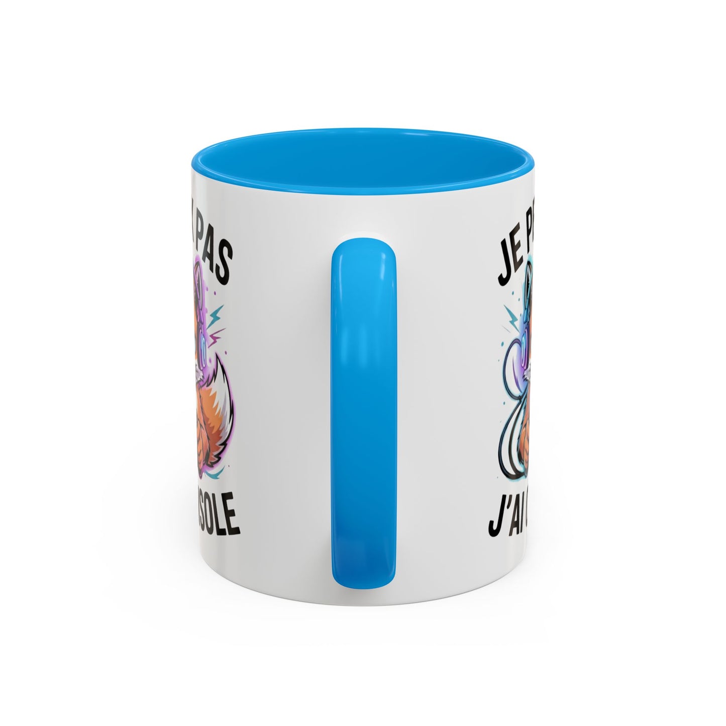 Mug Gamer Humoristique – Tasse Gaming Renard Casque Manette – Cadeau Joueur Geek – Céramique 325ml Noir Bleu Rouge