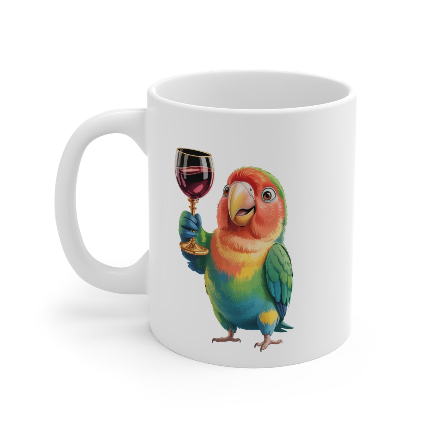 Mug Perroquet et Verre de Vin – Tasse Humour Originale et Colorée – Cadeau Amoureux du Vin Céramique 325ml