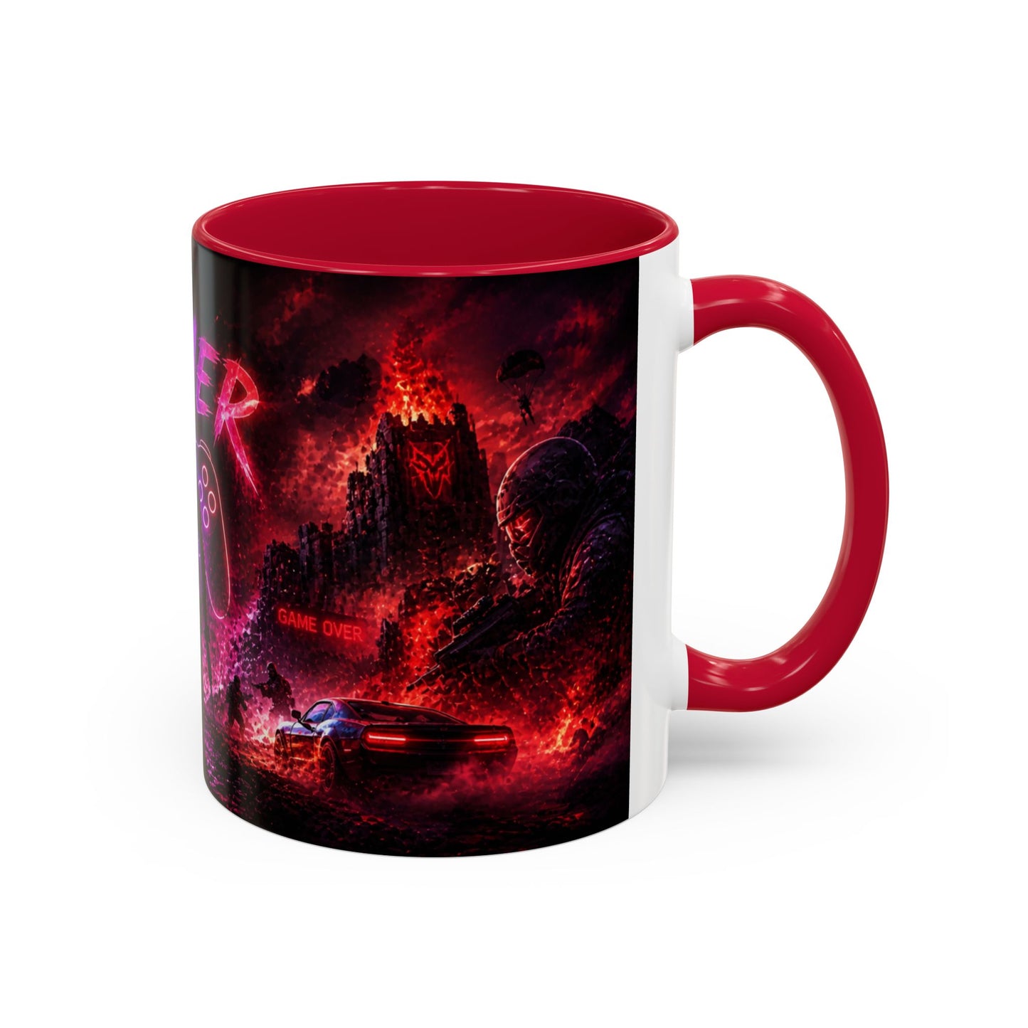 Tasse Gamer Néon Futuriste – Mug Jeux Vidéo Manette et Univers Gaming – Design Arcade Coloré – Céramique 325ml