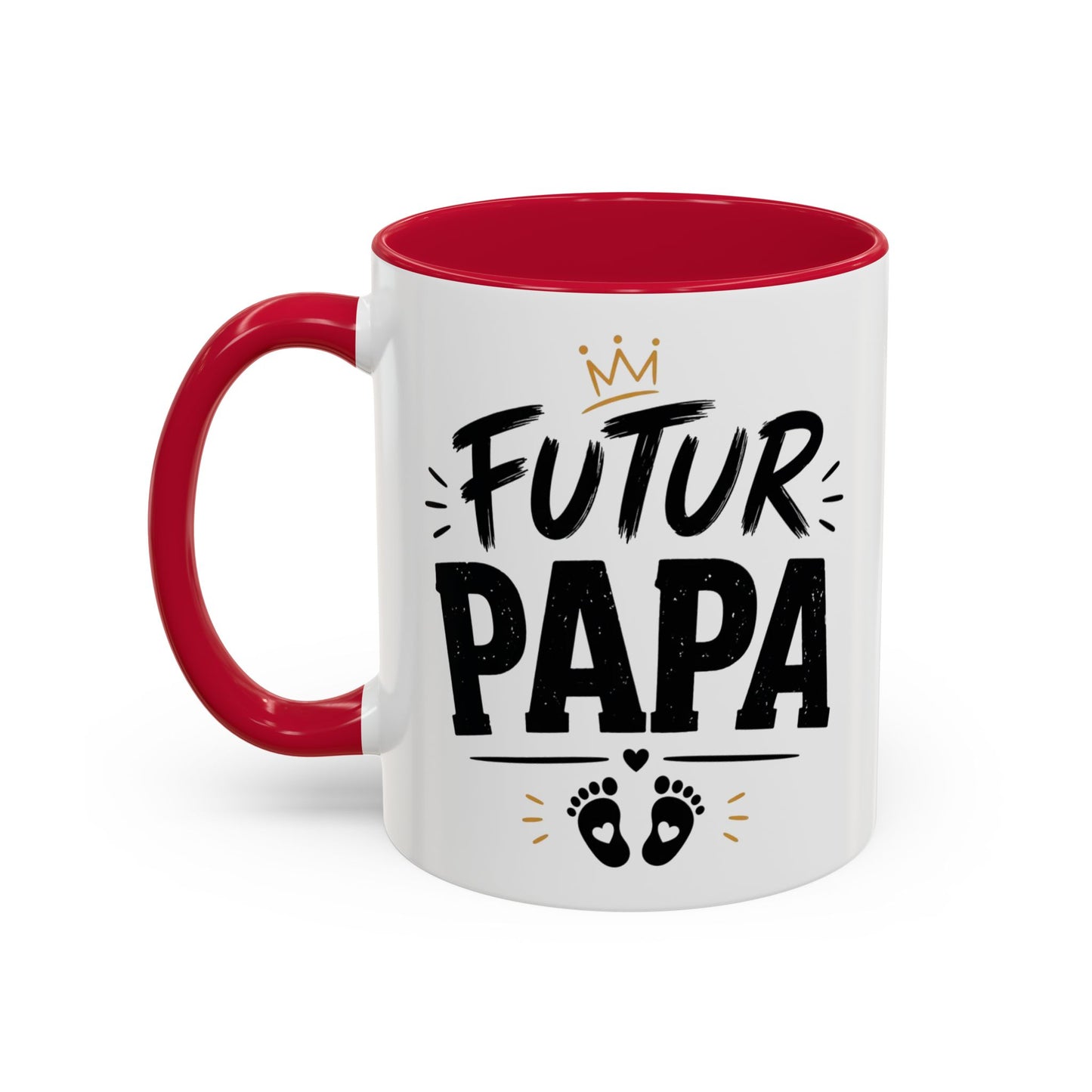 Mug Futur Papa – Tasse Grossesse avec Couronne et Pieds Bébé – Cadeau Future Papa Annonce Grossesse – Céramique 325ml Noir Bleu Rouge