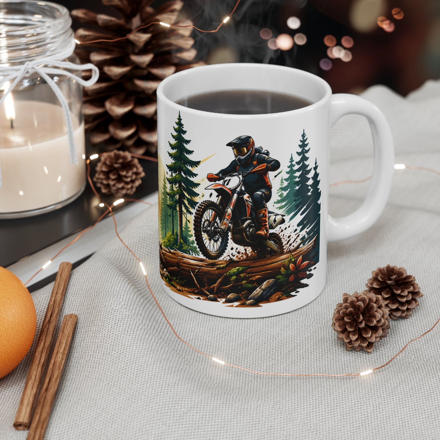 Tasse Motocross Enduro – Mug Moto Cross Tout Terrain Forêt – Cadeau Pilote Off Road 325ml