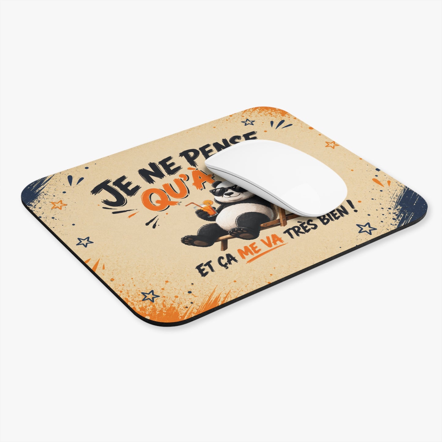 Tapis de Souris 22x18cm Je Ne Pense Qu’à Ça – Panda Relax Humour – Cadeau Drôle Original