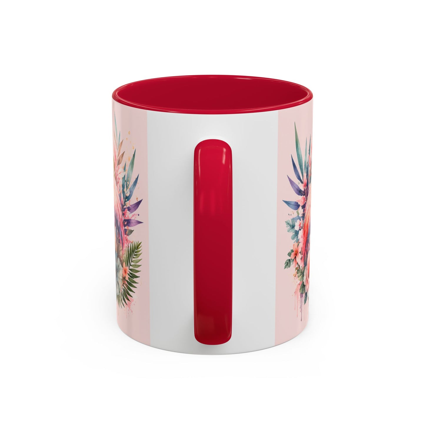 Tasse Flamant Rose Tropical – Mug Floral Aquarelle Rose Pastel – Cadeau Femme Nature 325ml