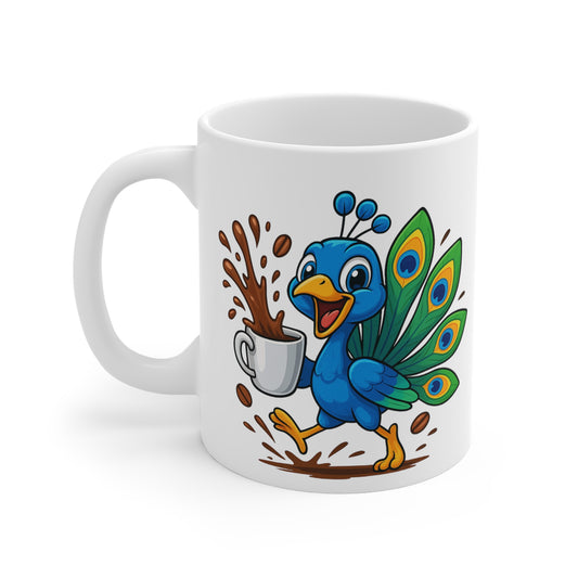 Mug Paon Café – Tasse Céramique 325ml – Design Cartoon Mignon – Cadeau Original Amateur de Café