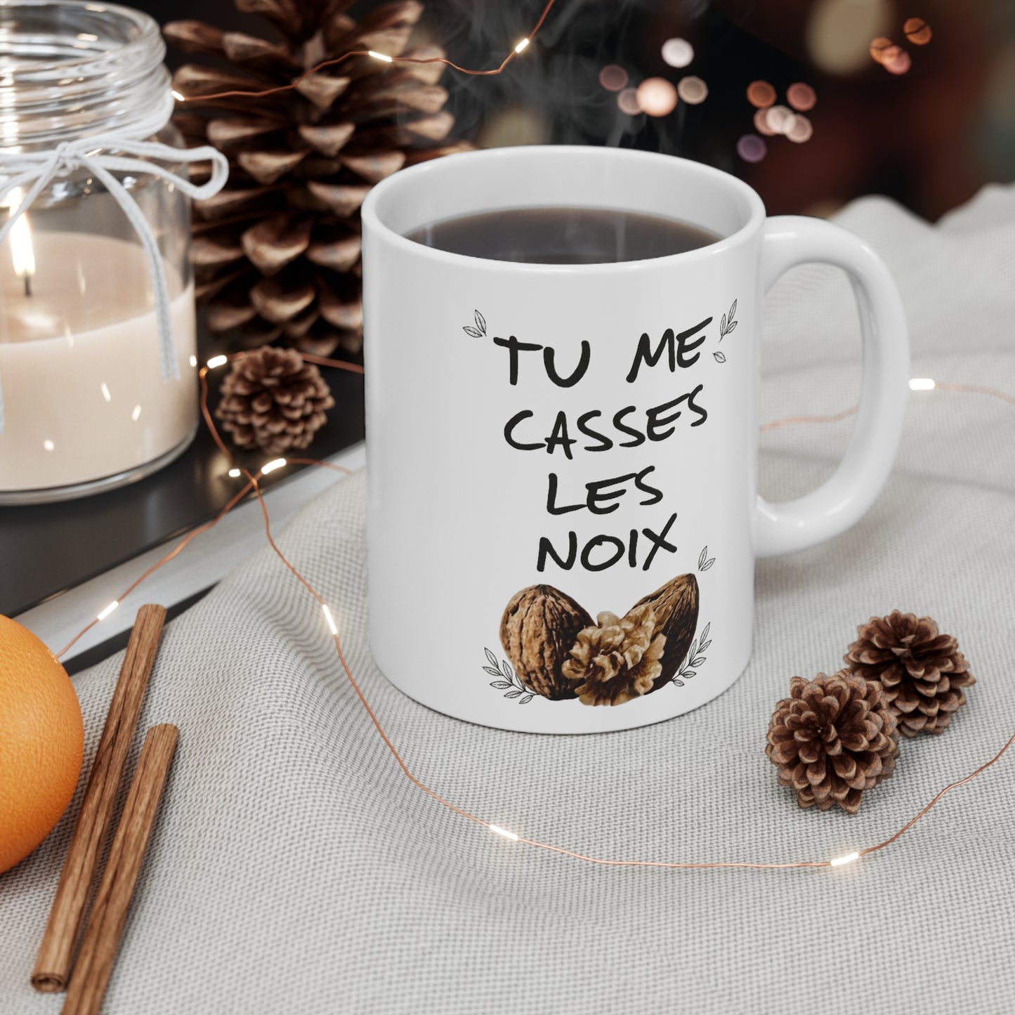 Tasse Humour Noix – Mug Blague Drôle “Tu me casses les noix” – Cadeau Original Amusant 325ml