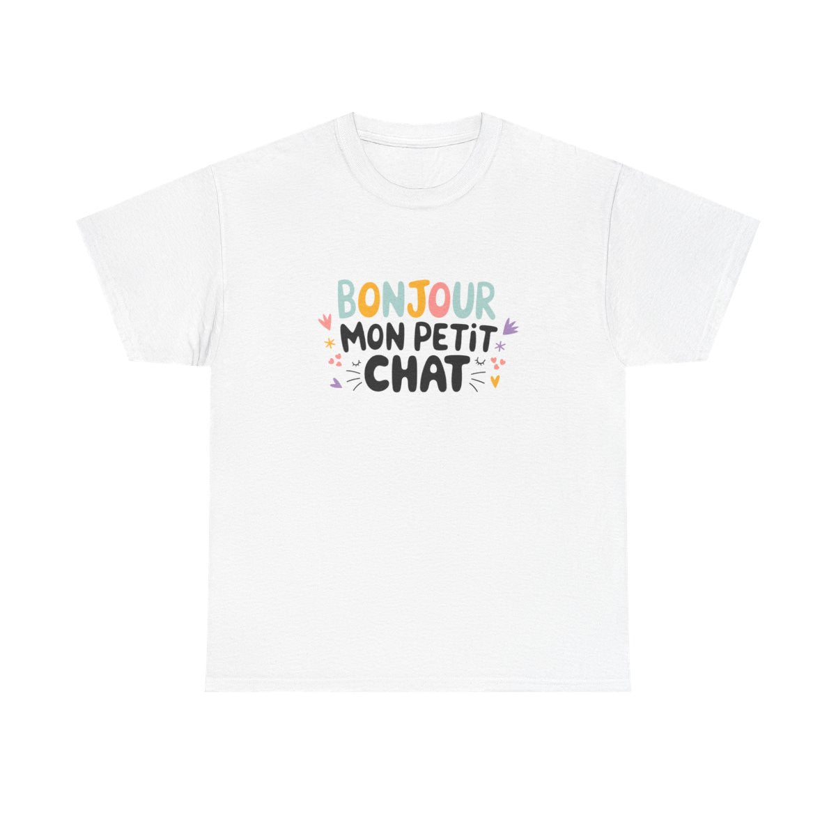 T-shirt “Bonjour mon petit chat” – Design Doux, Mignon et Plein de Tendresse
