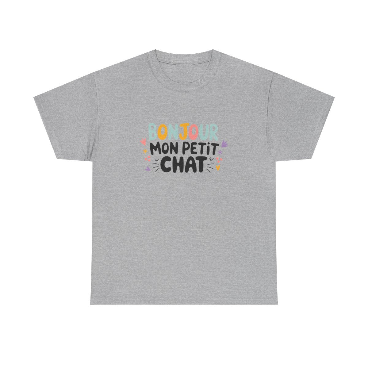 T-shirt “Bonjour mon petit chat” – Design Doux, Mignon et Plein de Tendresse