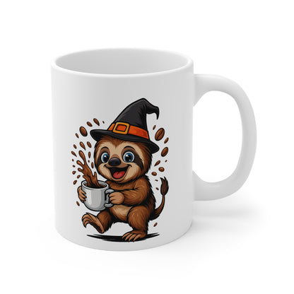 Mug Céramique Paresseux Sorcier Café – Tasse Halloween Mignonne 325ml – Cadeau Original Animaux Caféine