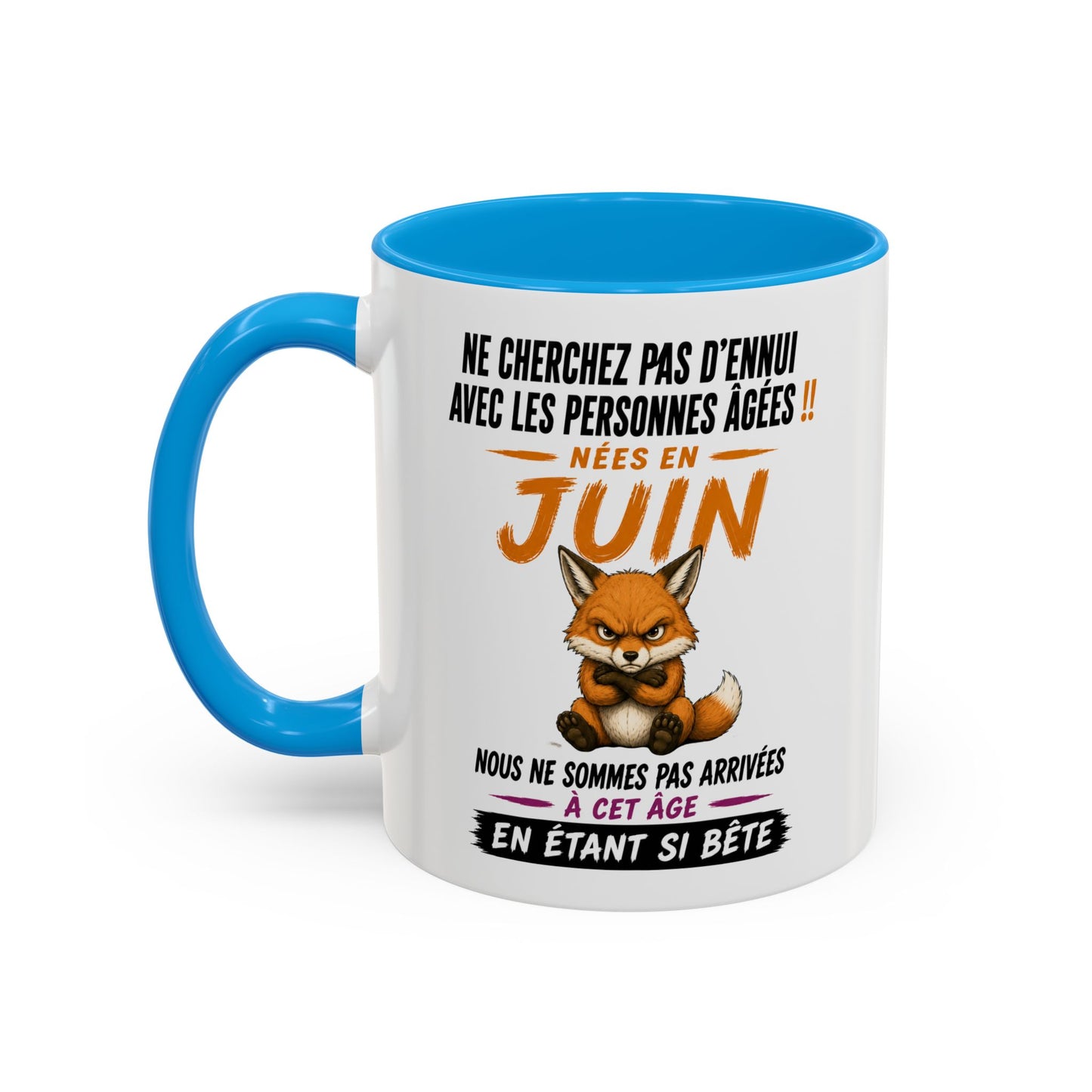 Tasse Humour Personnes Nées en Juin – Mug Renard Drôle Senior Retraité – Cadeau Anniversaire Homme Femme 325ml