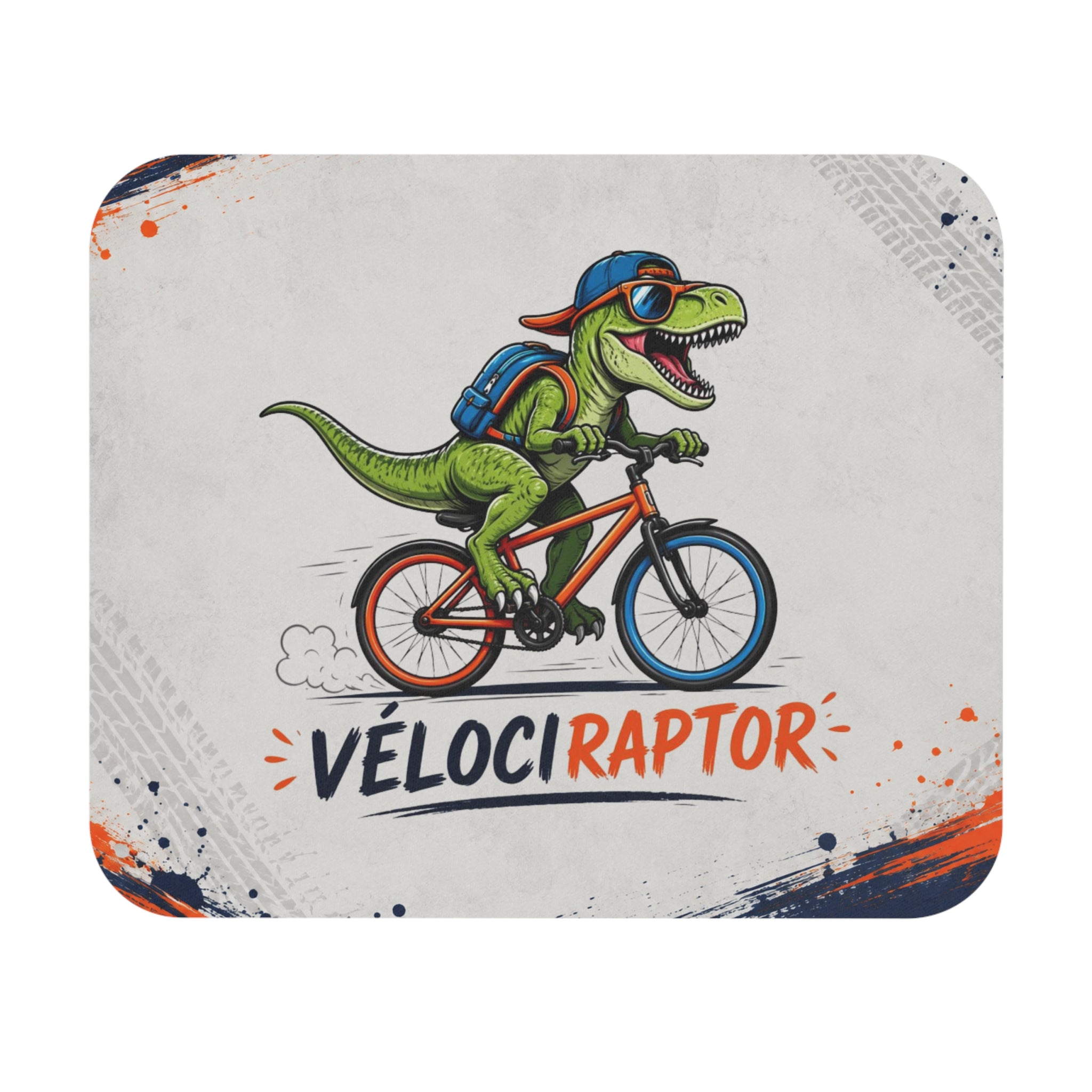 Tapis de Souris 22x18cm Dinosaure Vélo Vélociraptor Humour Cadeau Cycliste Homme Femme Bureau Gaming