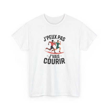T-shirt course à pied – “J’peux pas, j’vais courir” – Humour sportif tee shirt amusant sport