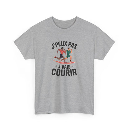 T-shirt course à pied – “J’peux pas, j’vais courir” – Humour sportif tee shirt amusant sport