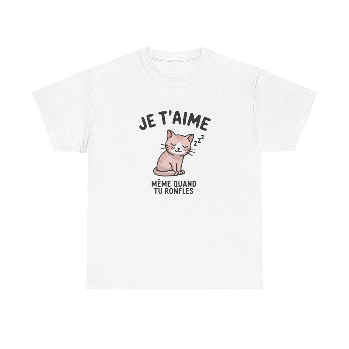 T-shirt mignon “Je t’aime même quand tu ronfles” – Cadeau drôle et tendre pour amoureux des chats tee shirt