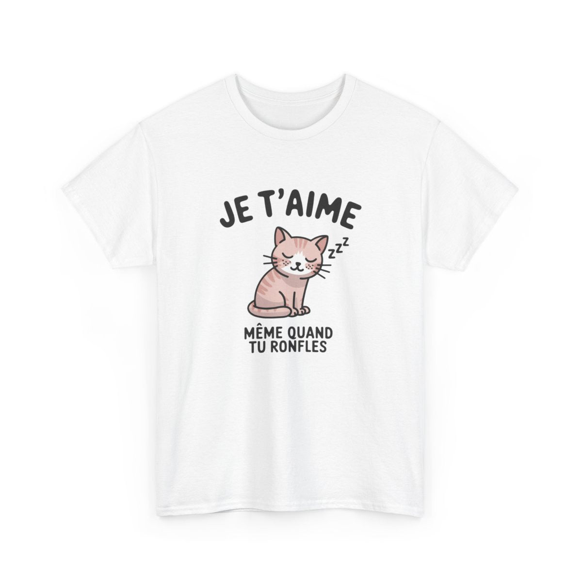T-shirt mignon “Je t’aime même quand tu ronfles” – Cadeau drôle et tendre pour amoureux des chats tee shirt