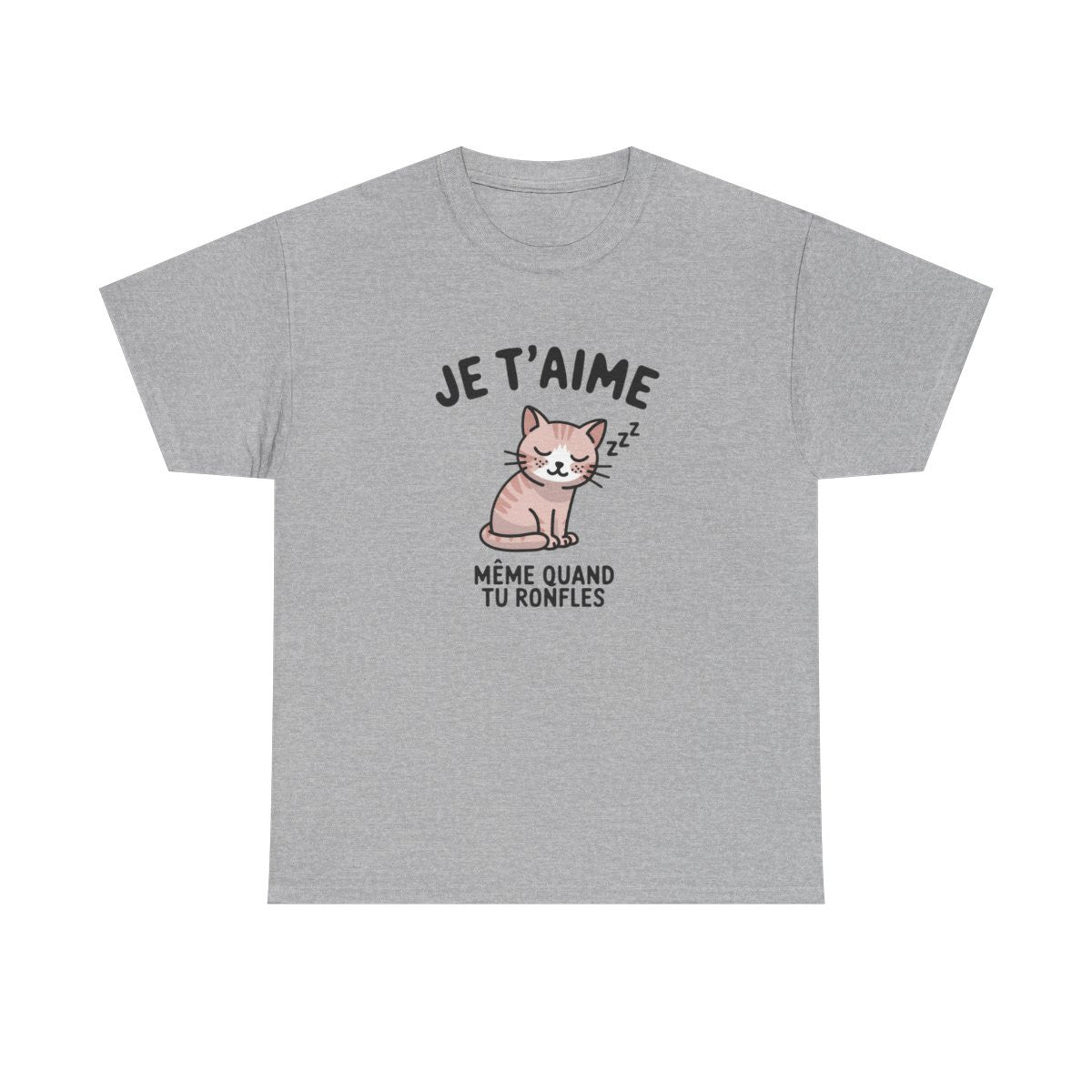 T-shirt mignon “Je t’aime même quand tu ronfles” – Cadeau drôle et tendre pour amoureux des chats tee shirt