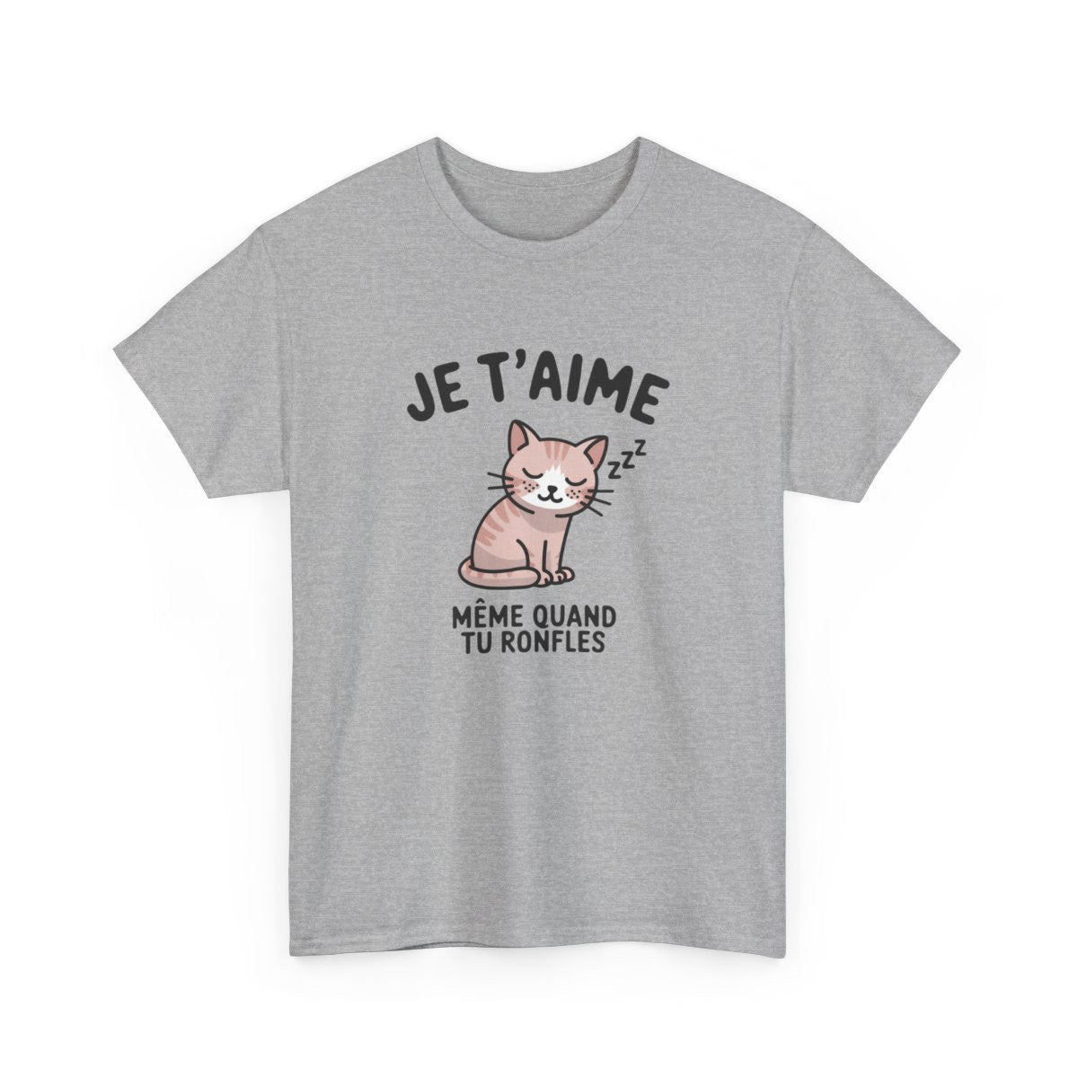 T-shirt mignon “Je t’aime même quand tu ronfles” – Cadeau drôle et tendre pour amoureux des chats tee shirt