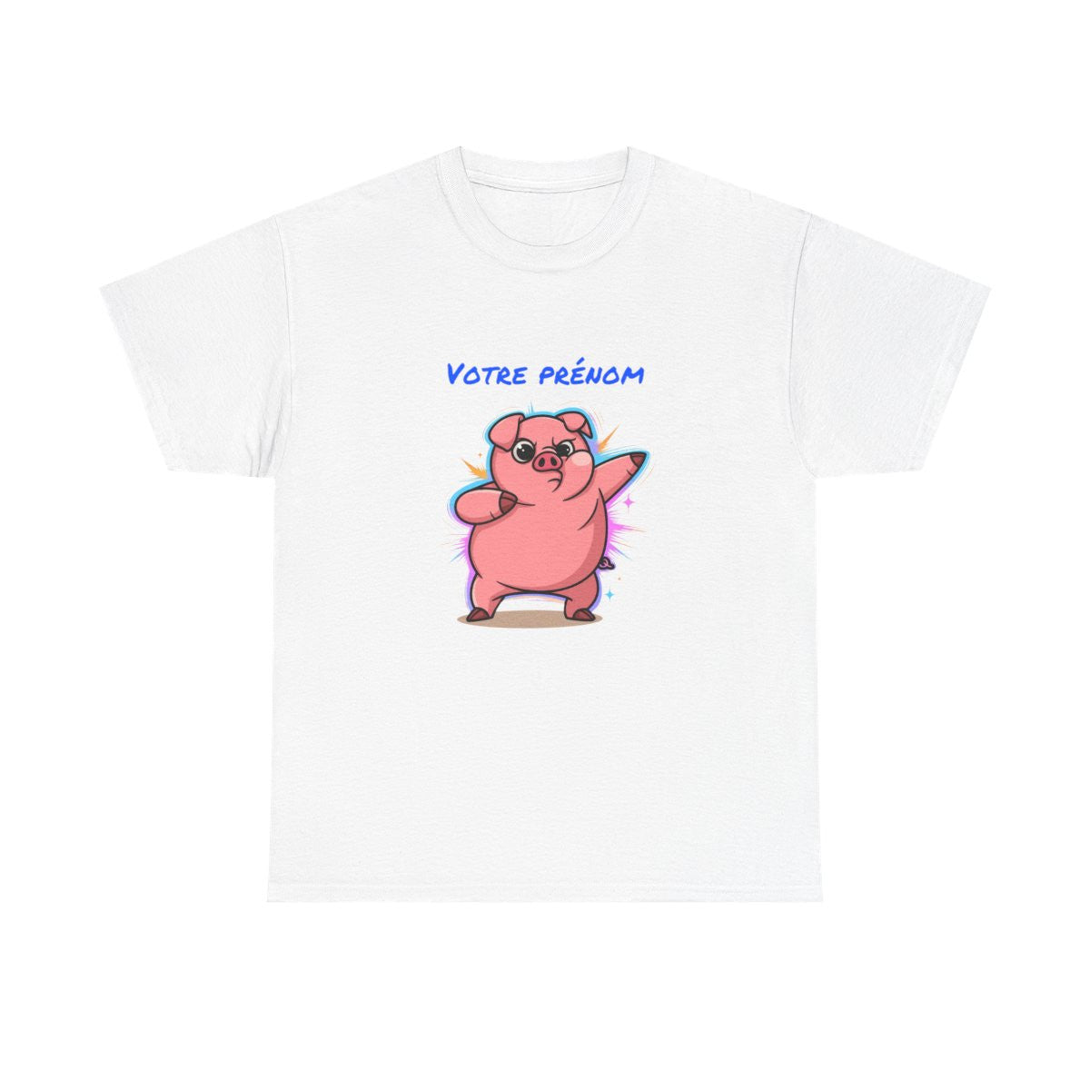 T-shirt cochon personnalisable avec prénom  Tee shirt drôle homme femme  Design fun humour