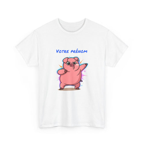 T-shirt cochon personnalisable avec prénom  Tee shirt drôle homme femme  Design fun humour