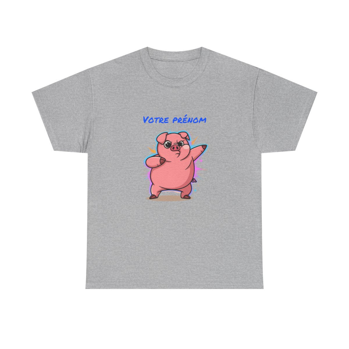 T-shirt cochon personnalisable avec prénom  Tee shirt drôle homme femme  Design fun humour