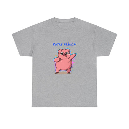T-shirt cochon personnalisable avec prénom  Tee shirt drôle homme femme  Design fun humour
