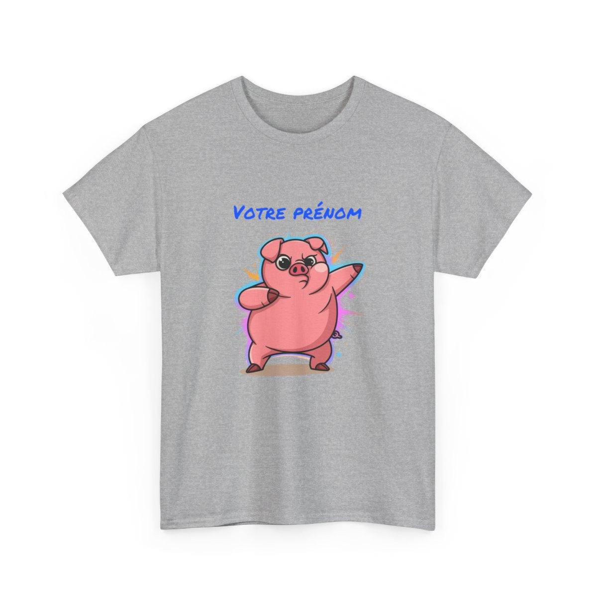 T-shirt cochon personnalisable avec prénom  Tee shirt drôle homme femme  Design fun humour